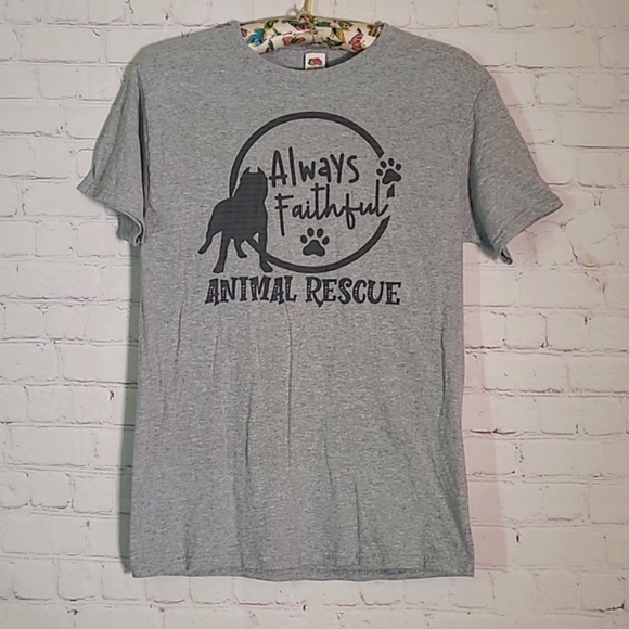 Always Faithful Animal Rescue Pitbull Bully Breed Gray Tee Tshirt Womens Size S - Picture 4 of 11